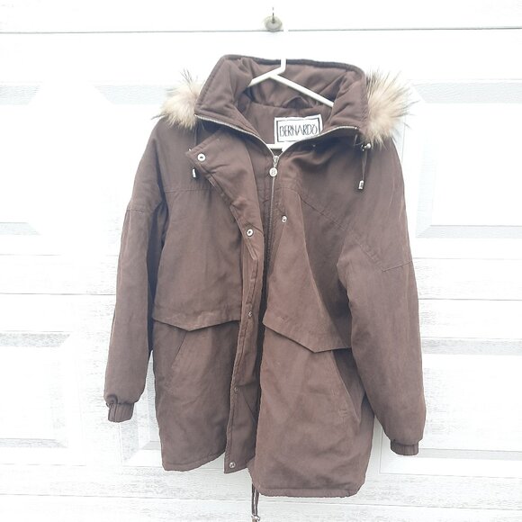 Bernardo Women’s Large Hooded Puffer Jacket Winter Coat Quilted Raccoon Fur Trim - Picture 6 of 9